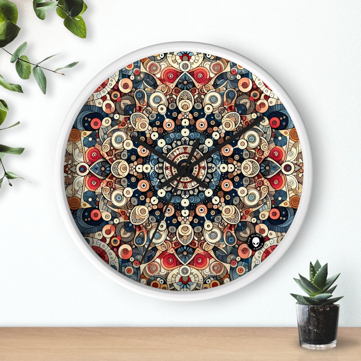 "La armonía de la naturaleza: arte floral del mandala" - El arte del patrón del reloj de pared alienígena