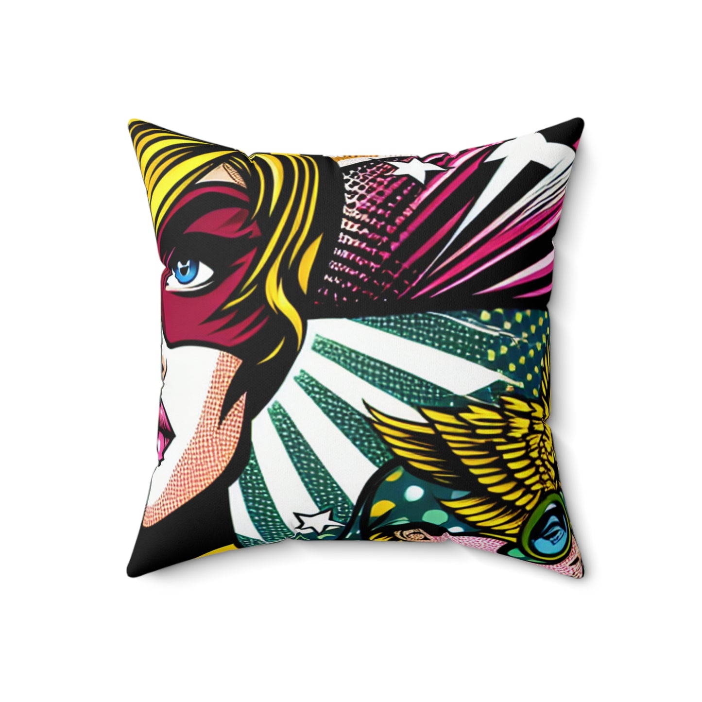 "Heroes of Pop Art: An Intermixing of Icons" - The Alien Spun Polyester Square Pillow Pop Art Style