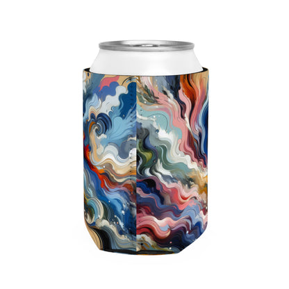 "Sunrise Serenity: una pintura abstracta inspirada en la renovación" - Abstracción lírica de la funda Alien Can Cooler