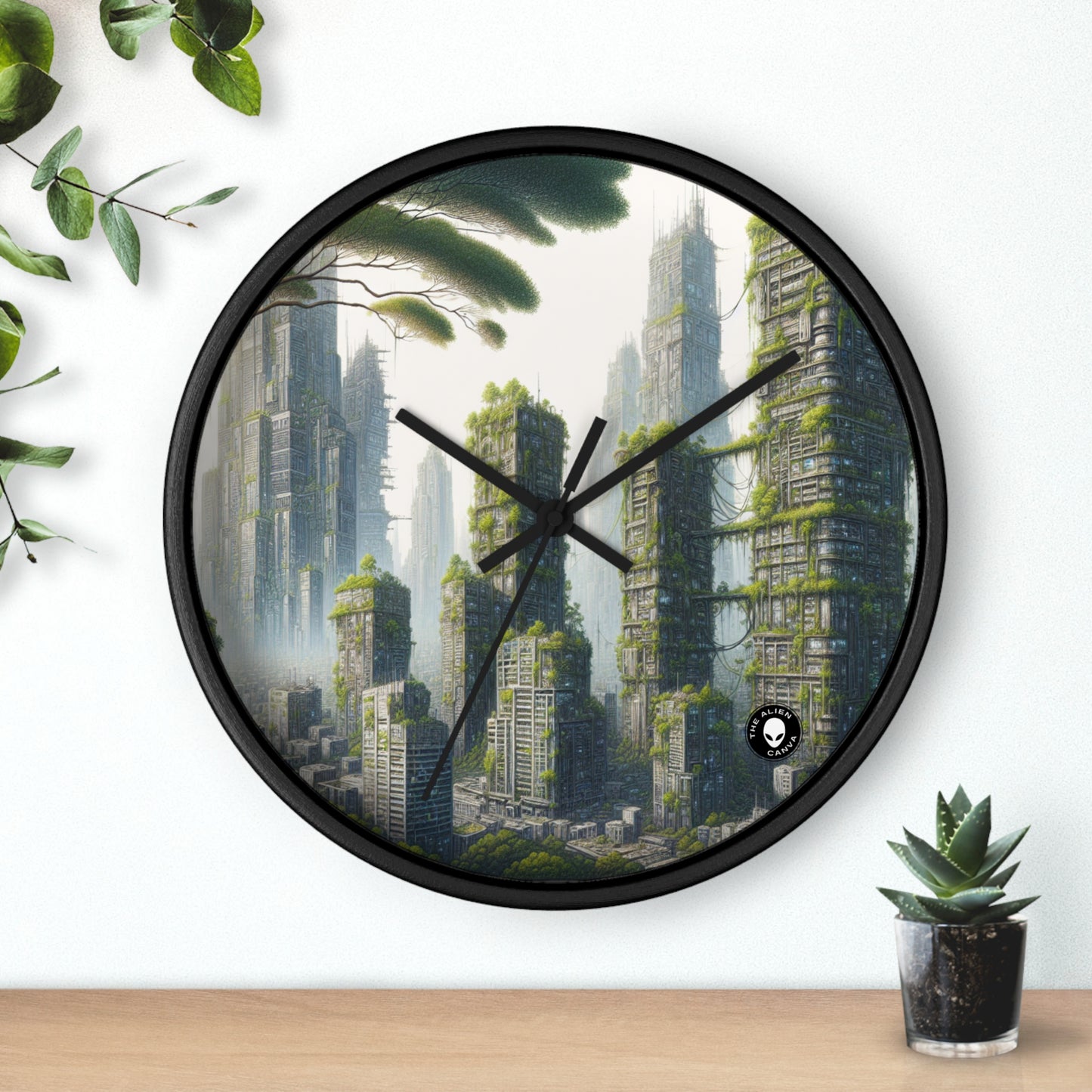 "Nature's Resurgence: The Urban Jungle" - The Alien Wall Clock