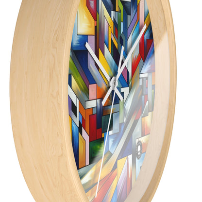 "City Pulse: A Vibrant Nighttime Geometric Journey" - The Alien Wall Clock Hard-edge Painting