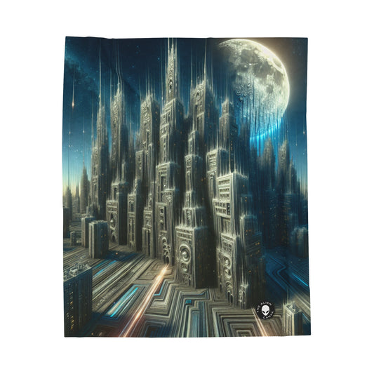 "Nighttime Cityscape Melt" - The Alien Velveteen Plush Blanket