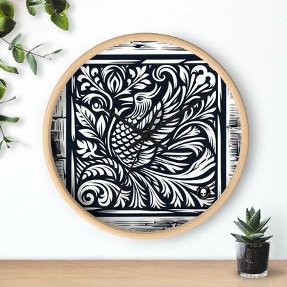 "Elements in Unison: A Woodcut Exploration" - The Alien Wall Clock Woodcut Printing