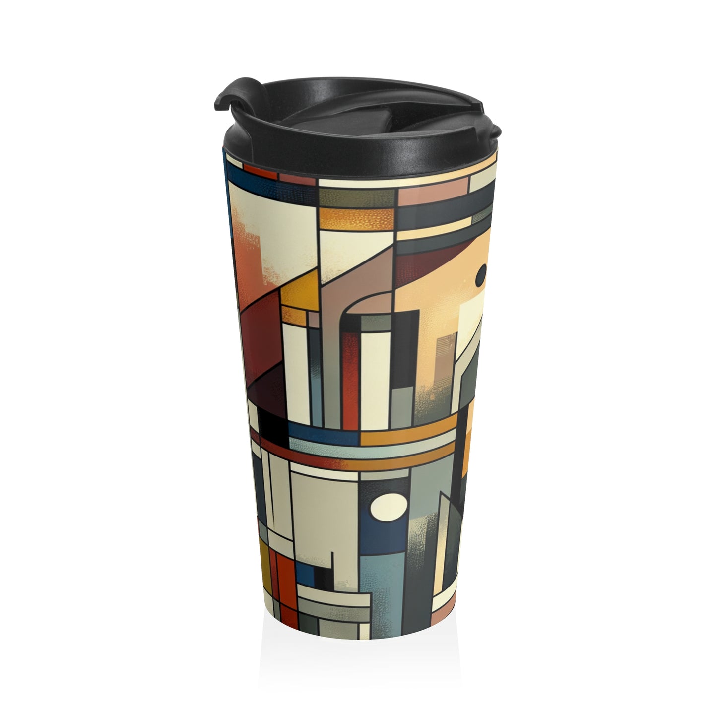 "Cubist Cityscape: Urban Energy" - The Alien Stainless Steel Travel Mug Synthetic Cubism