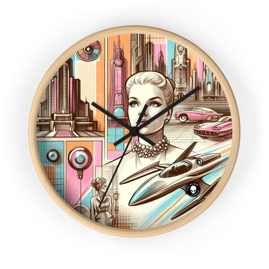 "Neon Metropolis : Un rêve rétro-futuriste" - L'horloge murale Alien Rétro-futurisme