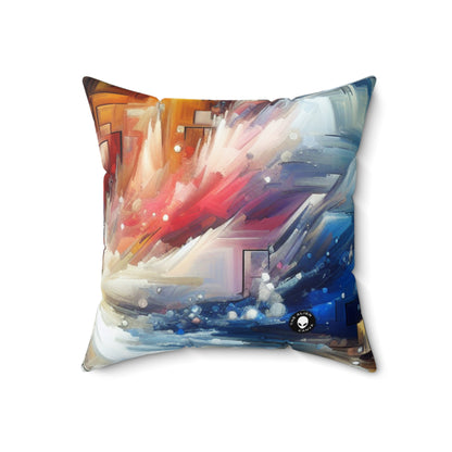 "Nature's Fury: An Abstract Expressionist Interpretation of a Raging Thunderstorm"- The Alien Spun Polyester Square Pillow Abstract Expressionism