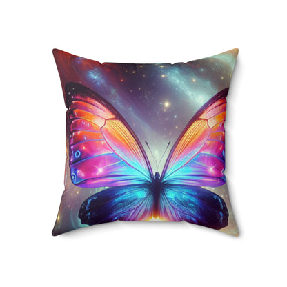 "Galactic Butterfly: A Cosmic Spectacle"- The Alien Spun Polyester Square Pillow