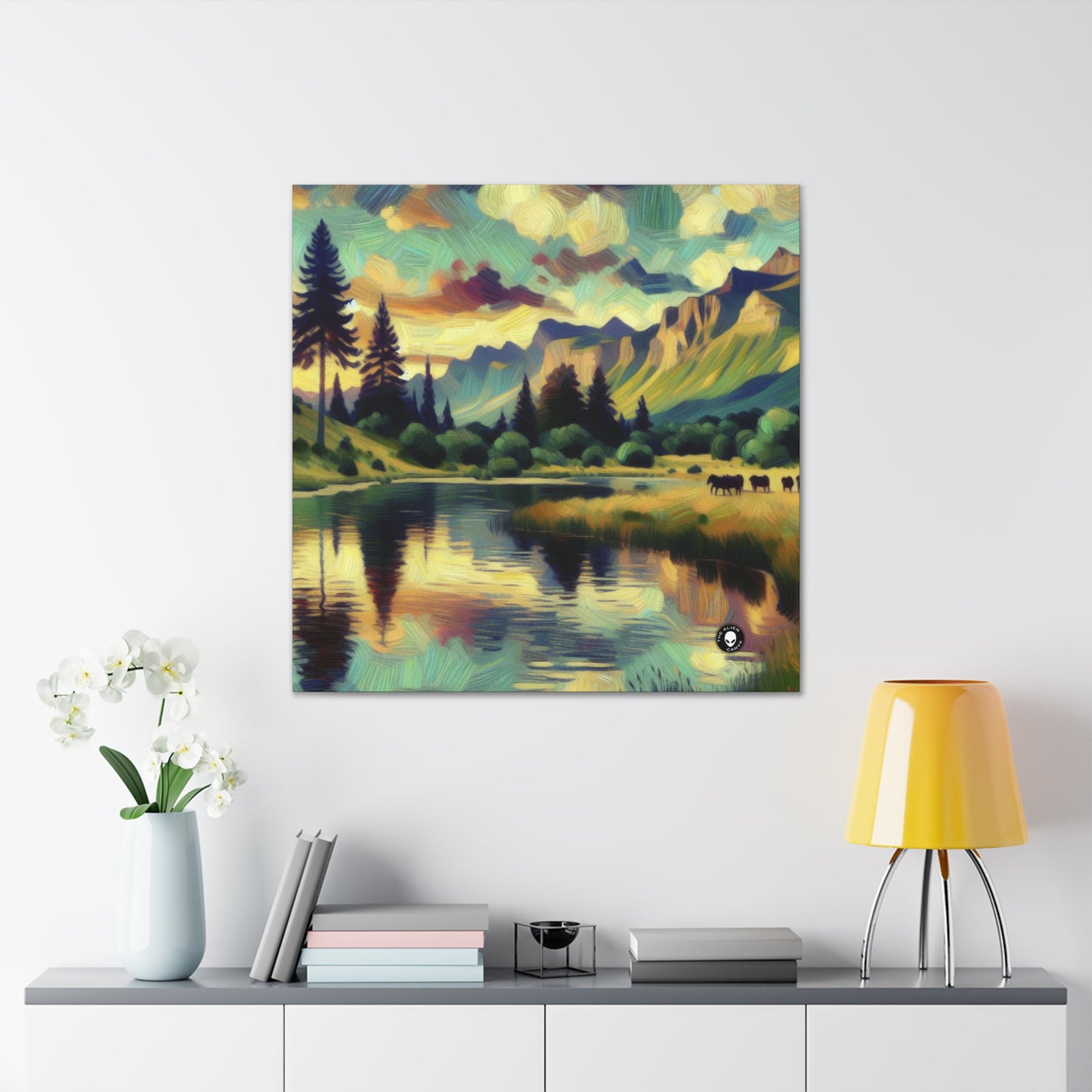 "Dusk in the Countryside: A Vibrant Post-Impressionist Painting" - The Alien Canva Post-Impressionism