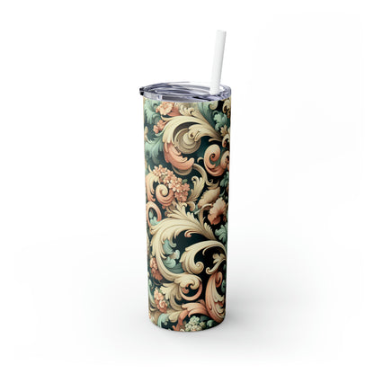 "Garden of Whimsy: A Rococo Fête" - Vaso delgado con pajita de Alien Maars® de 20 oz Rococó