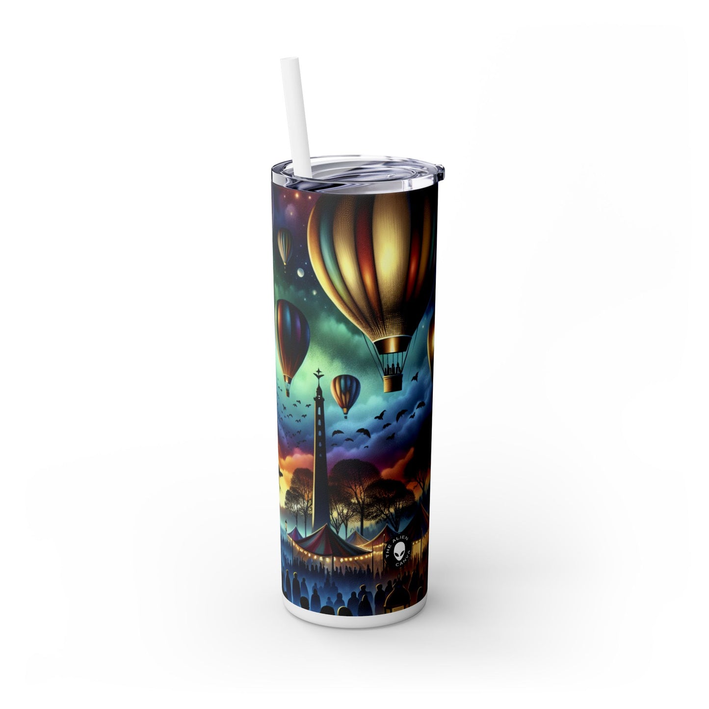 "Majestic Balloons at Dusk" - The Alien Maars® Skinny Tumbler with Straw 20oz