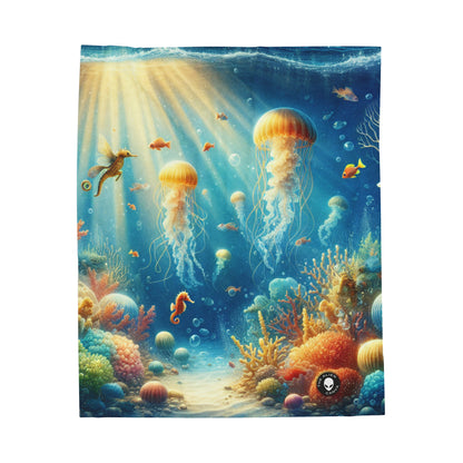 "Sunlit Serenity: A Magical Underwater Realm" - The Alien Velveteen Plush Blanket