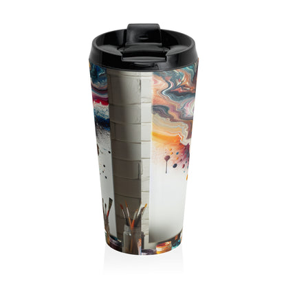 "A Paint Poured Paradise: Acrylic Pouring Art" - The Alien Stainless Steel Travel Mug Acrylic Pouring Style