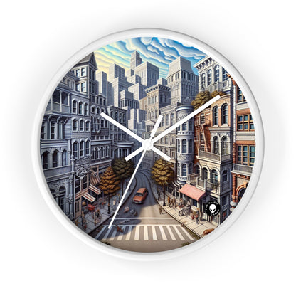 "Pasaje encantado: trascendiendo la realidad" - Trompe-l'oeil del reloj de pared alienígena