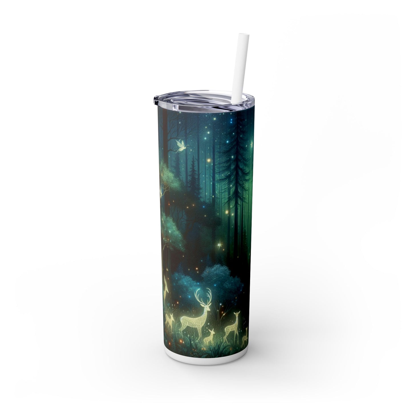 « Nuit enchantée dans les bois chuchotés » - Le verre fin Alien Maars® avec paille 20 oz