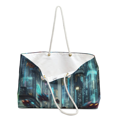 Neon Rain: A Futuristic Cityscape - The Alien Weekender Bag