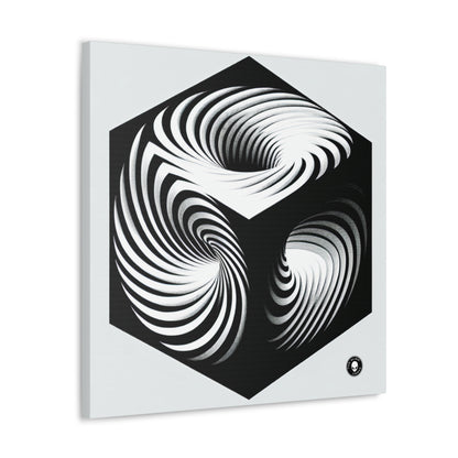 "Cubo convolucional: una ilusión óptica de movimiento incesante" - The Alien Canva Op Art