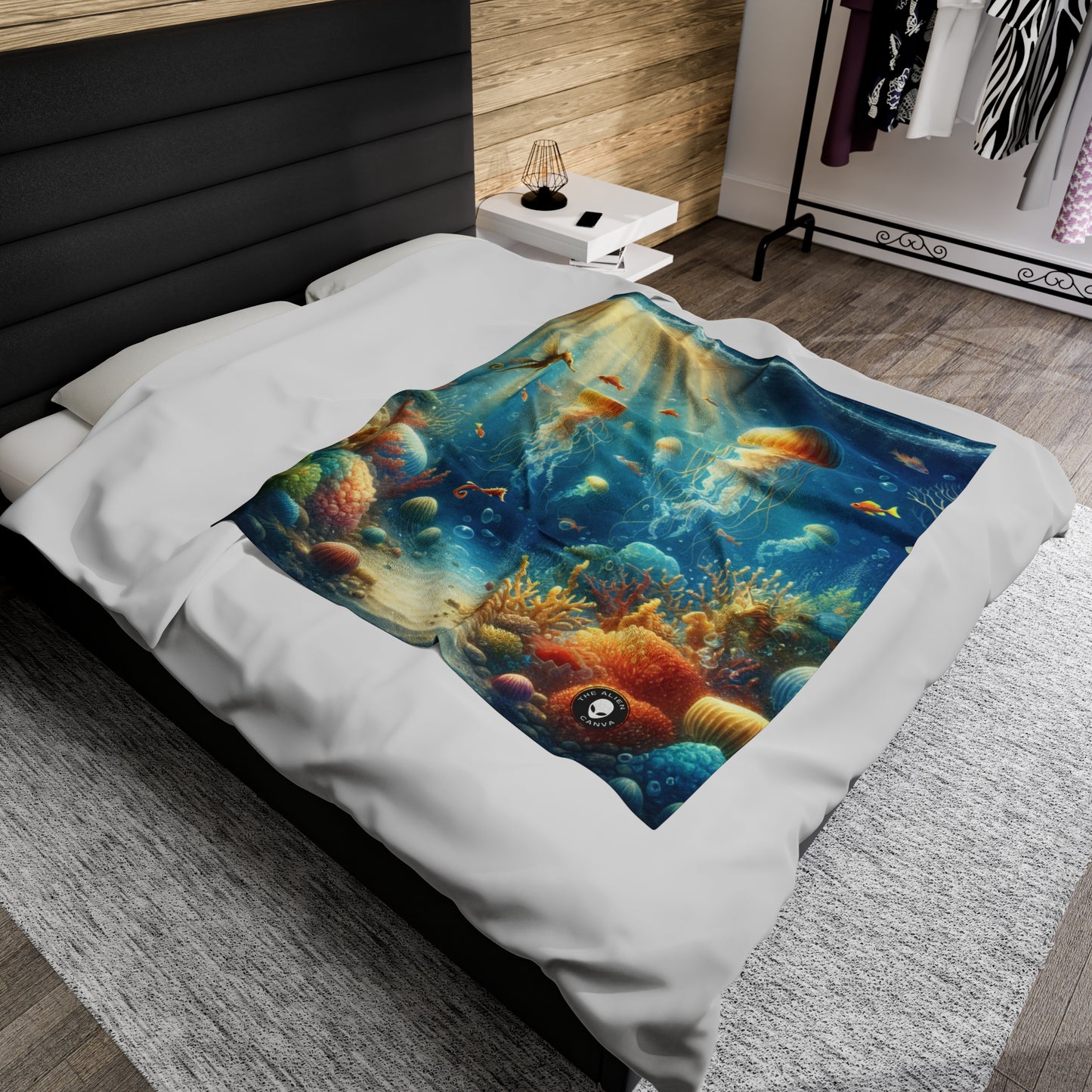 "Sunlit Serenity: A Magical Underwater Realm" - The Alien Velveteen Plush Blanket