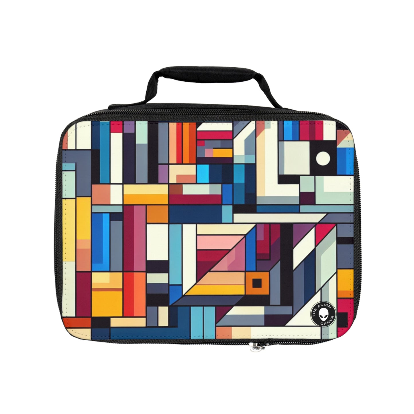 "Futuristic Cityscape: A Geometric Perception"- The Alien Lunch Bag Hard-edge Painting