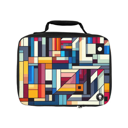 "Futuristic Cityscape: A Geometric Perception"- The Alien Lunch Bag Hard-edge Painting