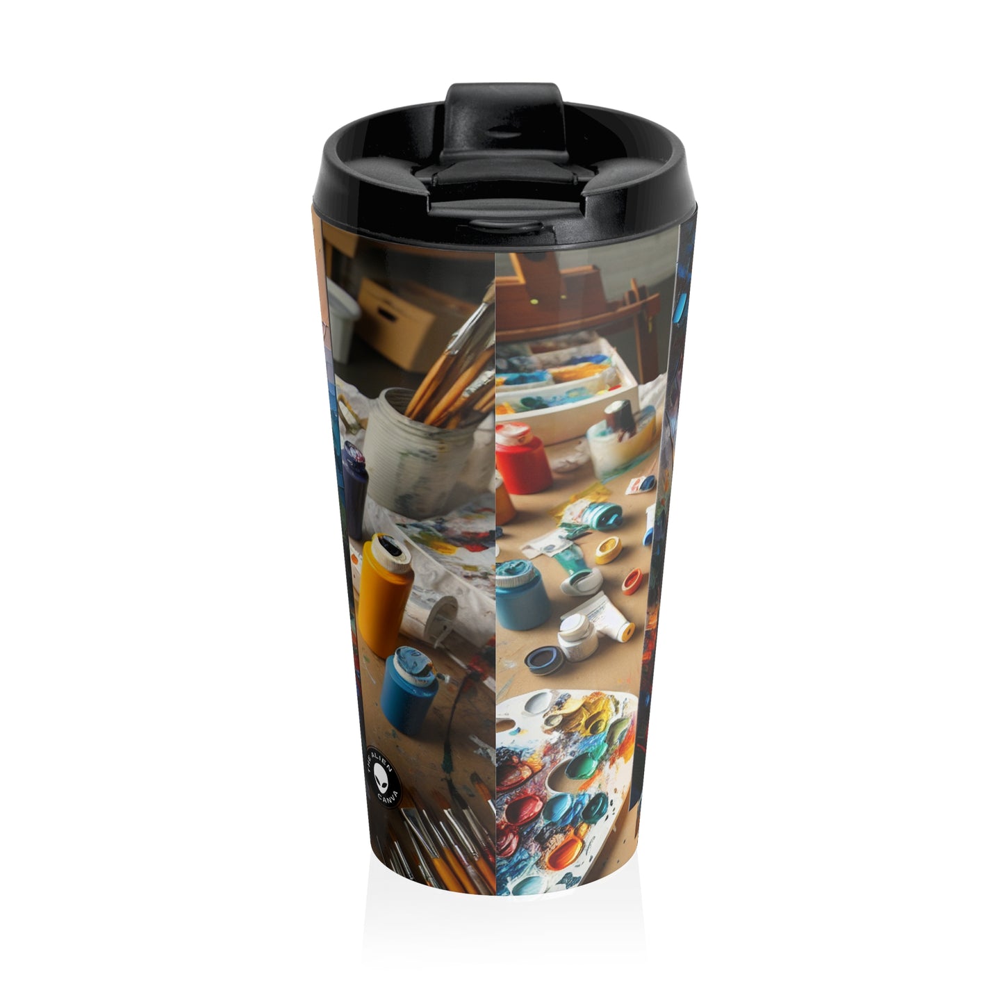 "Market Vibrance: A Post-Impressionist Perspective" - The Alien Stainless Steel Travel Mug Post-Impressionism