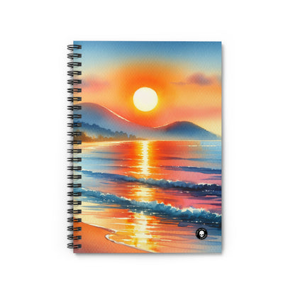 « Lever de soleil sur la plage » - Le carnet à spirale Alien (ligne lignée) Peinture à l'aquarelle