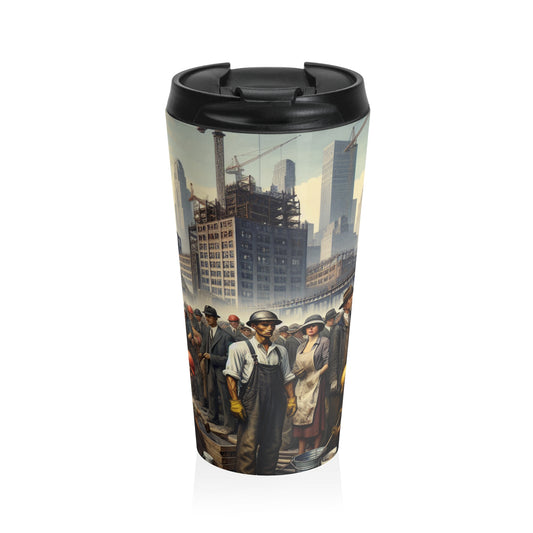 Title: "Unity in Action: Celebrating Solidarity's Triumph" - The Alien Stainless Steel Travel Mug Social Realism