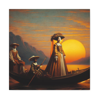 "Golden Twilight in the Italian Gondola" - The Alien Canva Renaissance Art Style