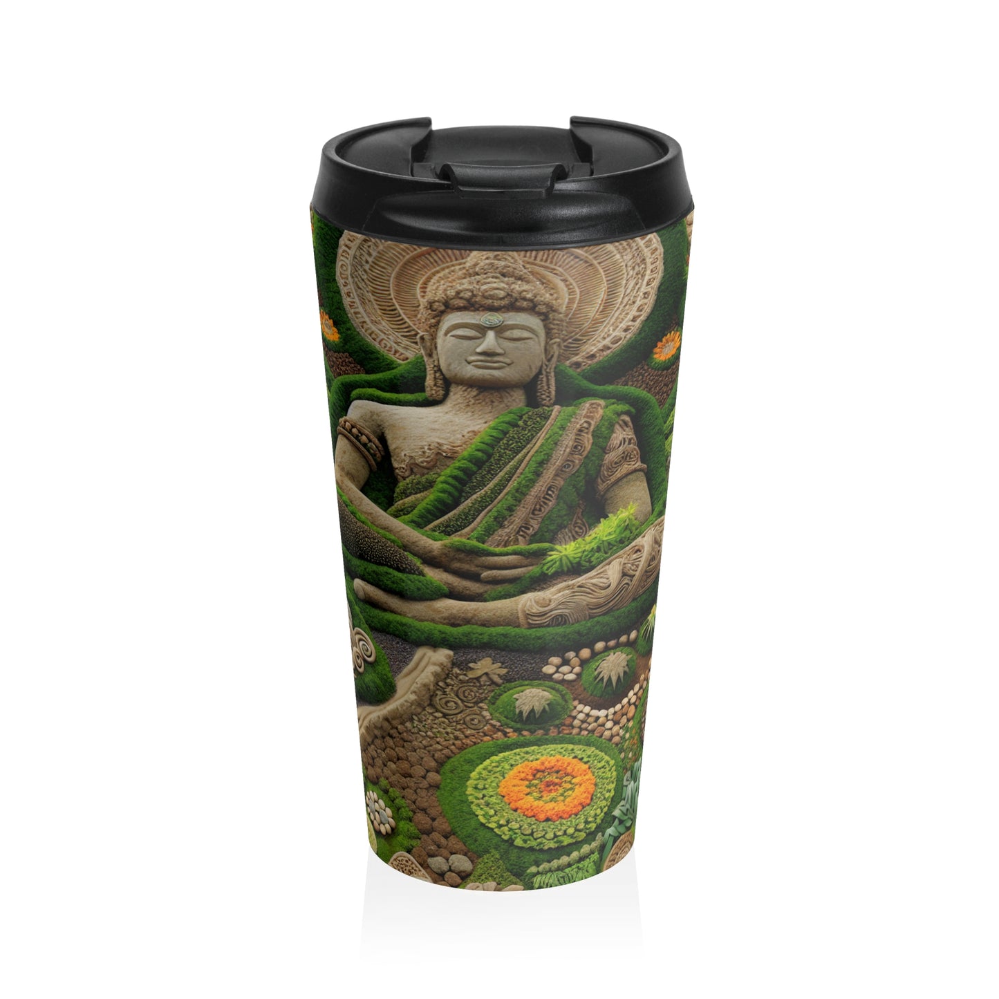 "Forest Mandala: A Harmony of Nature" - The Alien Stainless Steel Travel Mug Earth Art