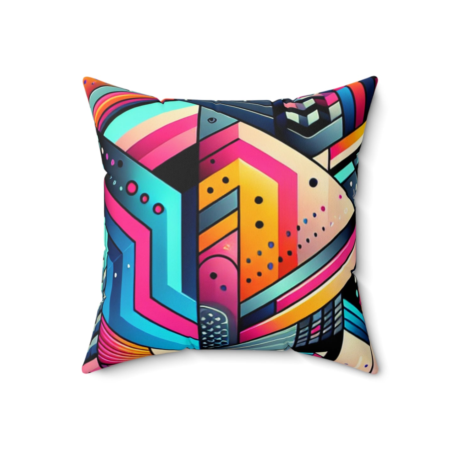 Neon Geometry - The Alien Spun Polyester Square Pillow Digital Art Style