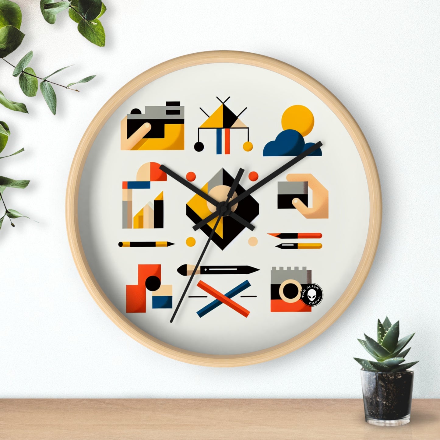 "Geometría tranquila: arte paisajístico minimalista" - El reloj de pared alienígena Arte minimalista