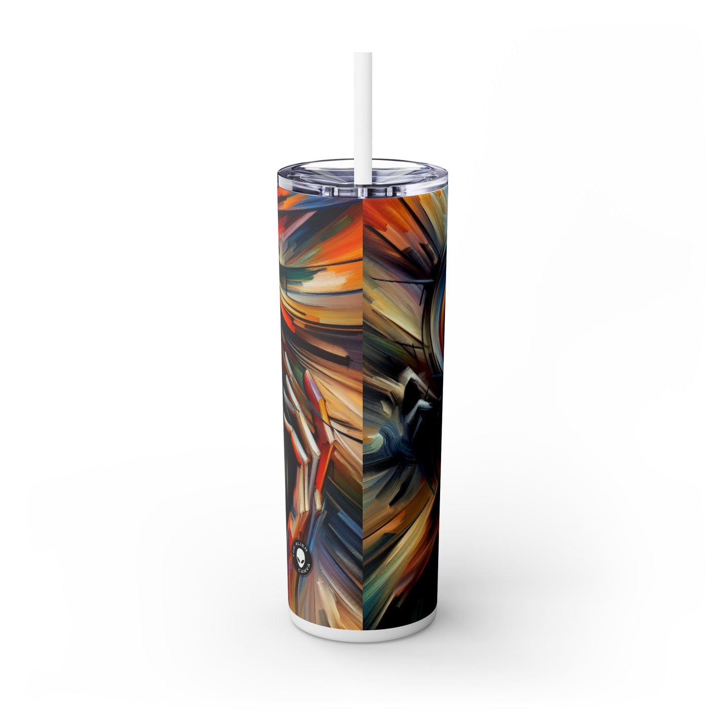 "Night Pulse: Expressions of Urban Chaos" - The Alien Maars® Skinny Tumbler with Straw 20oz Expressionism