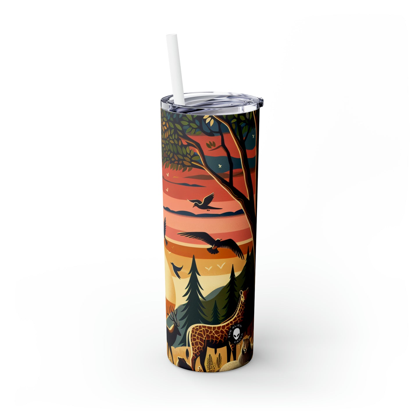 "Natural Primalism: Revealing the Essence" - The Alien Maars® Skinny Tumbler with Straw 20oz Primitivism