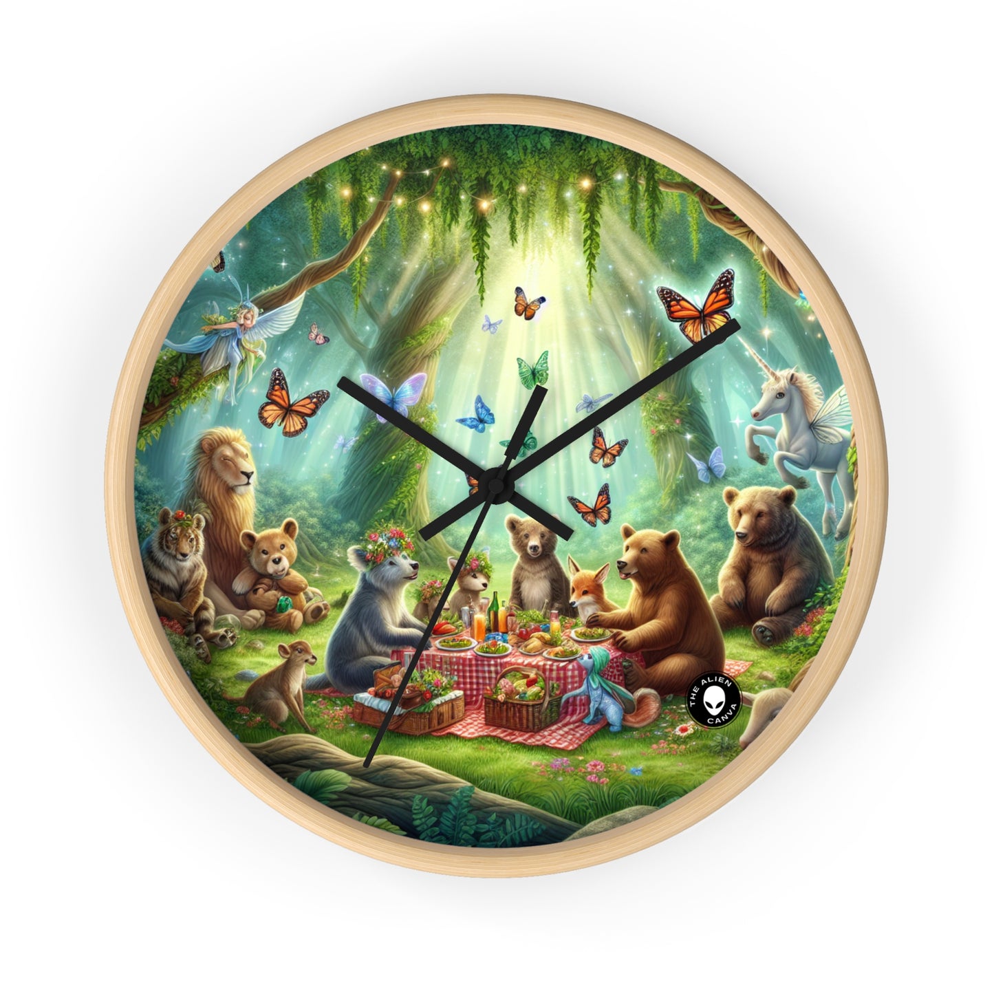 "Enchanted Forest Picnic" - The Alien Wall Clock