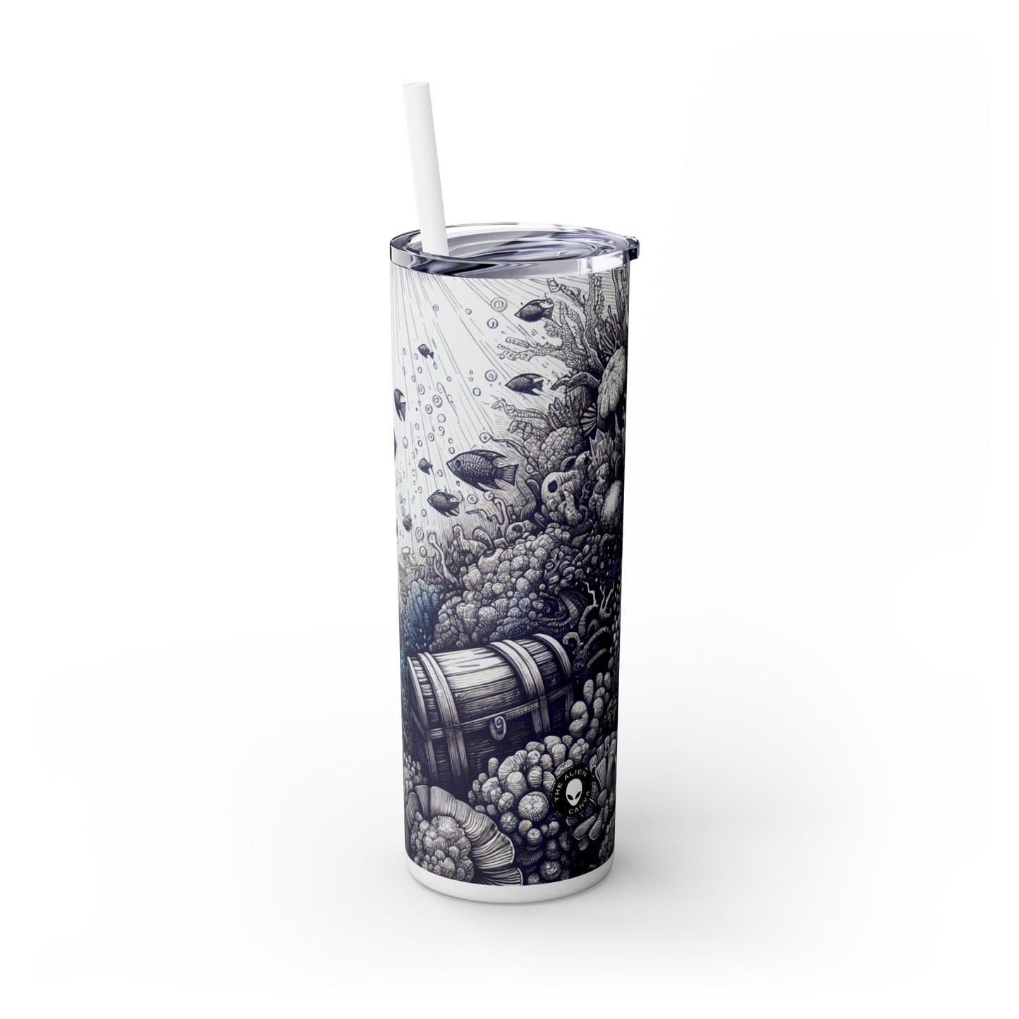 "Encanto submarino: el tesoro escondido" - Vaso delgado con pajita de 20 oz de Alien Maars®