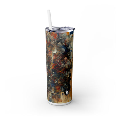 "Chaos Collage: A Neo-Dada Exploration" - The Alien Maars® Skinny Tumbler with Straw 20oz Neo-Dada