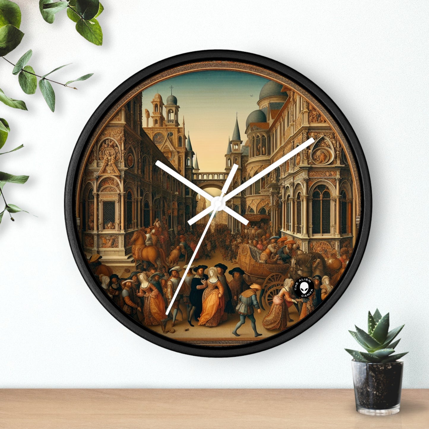 "Unidad en la opulencia: un banquete renacentista de naciones" - The Alien Wall Clock Renaissance