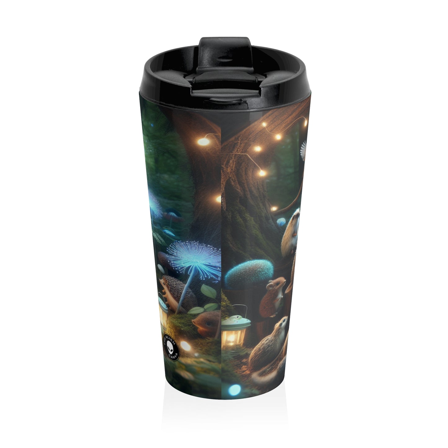 "Enchanted Tea Time: A Magical Forest Gathering" - The Alien Stainless Steel Travel Mug