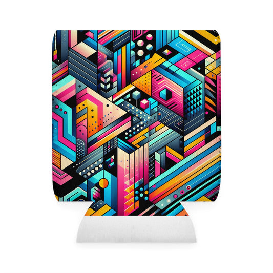 Neon Geometry - The Alien Can Cooler Sleeve Digital Art Style