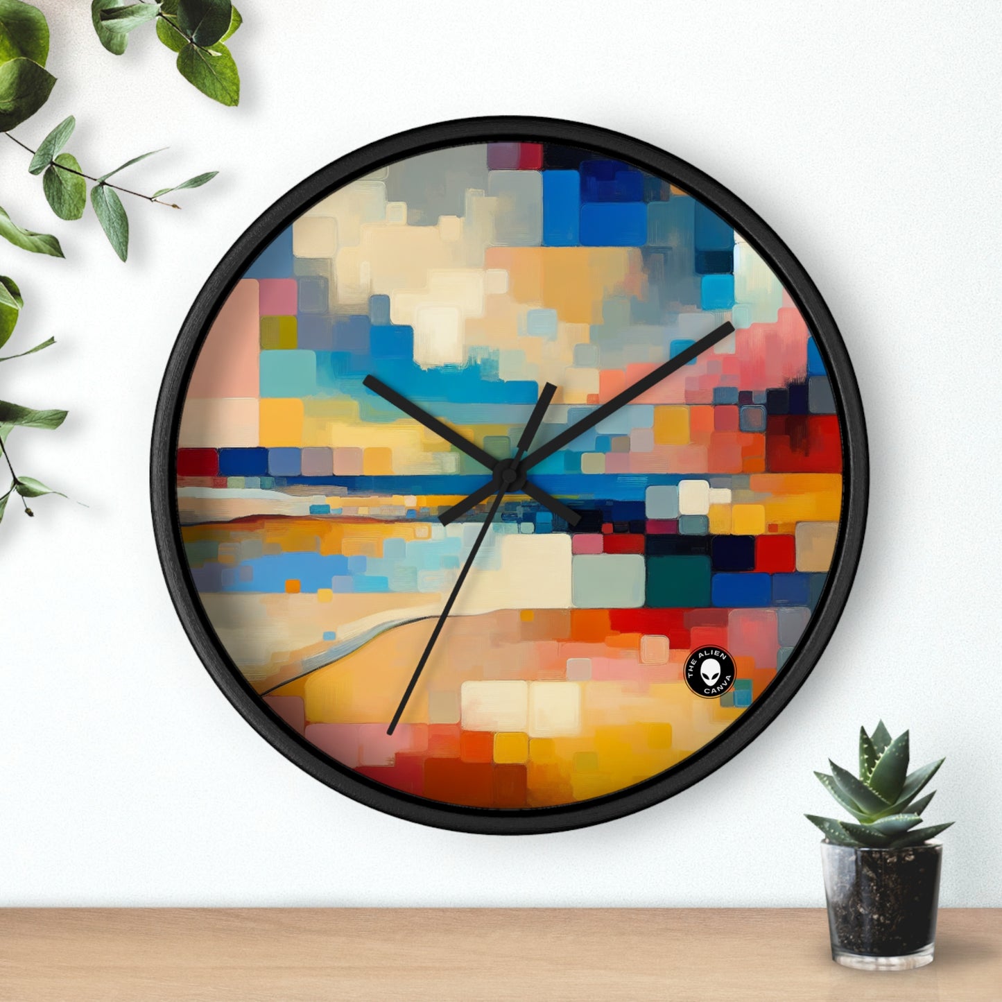 "Sunset Serenity: Pintura de campo de color pastel suave" - ​​La pintura de campo de color del reloj de pared alienígena