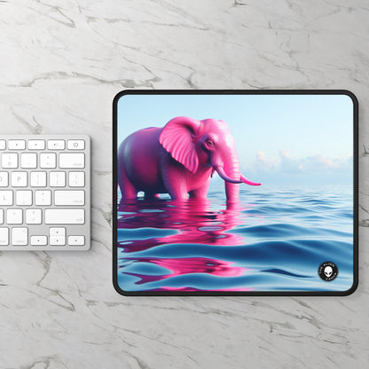 "The Pink Elephant in the Deep Blue Sea" - The Alien Gaming Mouse Pad A pink elefant floating in the ocean