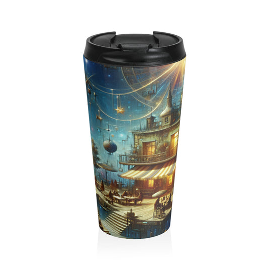 "Kitchen Enchantment: A Whimsical World of Living Objects" - The Alien Stainless Steel Travel Mug Magic Realism