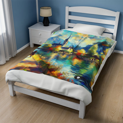 "Sunny Market Delight" - The Alien Velveteen Plush Blanket Impressionism