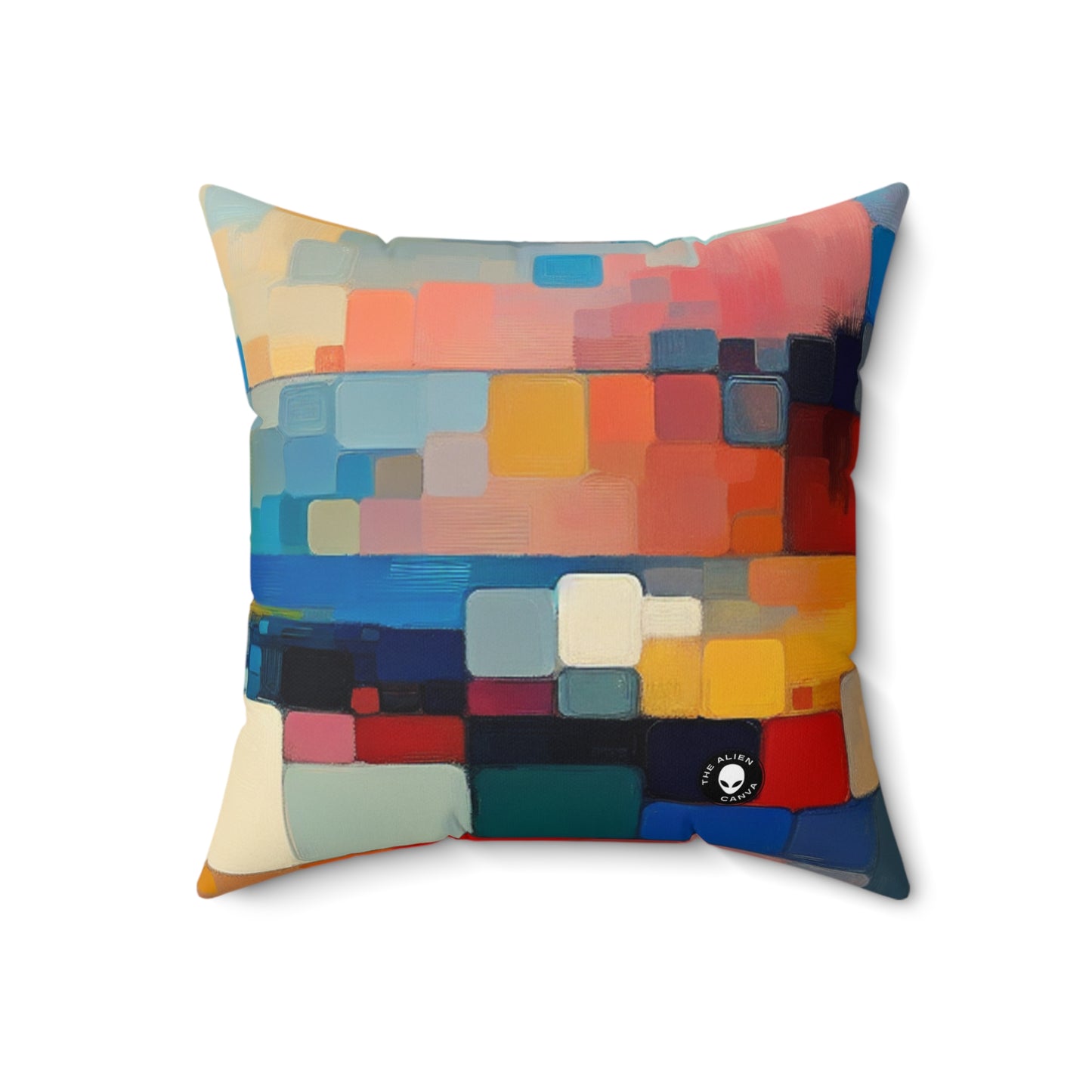 "Sunset Serenity: Soft Pastel Color Field Painting"- The Alien Spun Polyester Square Pillow Color Field Painting