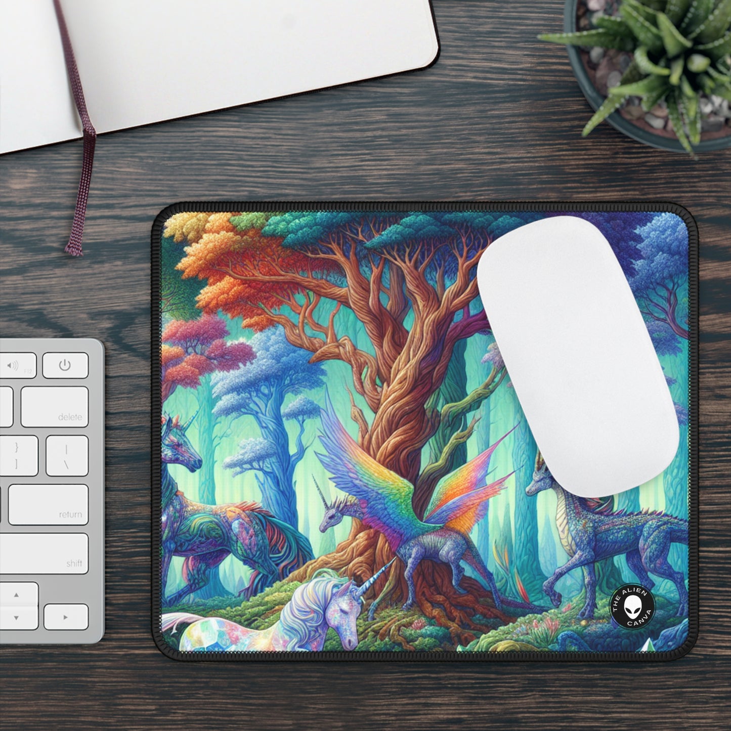 "Crystal Forest: Realm of Mythical Beings" - The Alien Gaming Mouse Pad