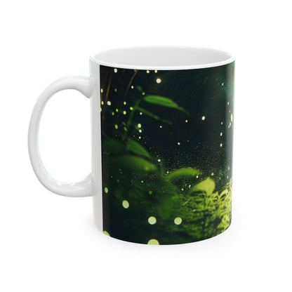 "Bosque de luciérnagas encantado" - Taza de cerámica alienígena de 11 oz