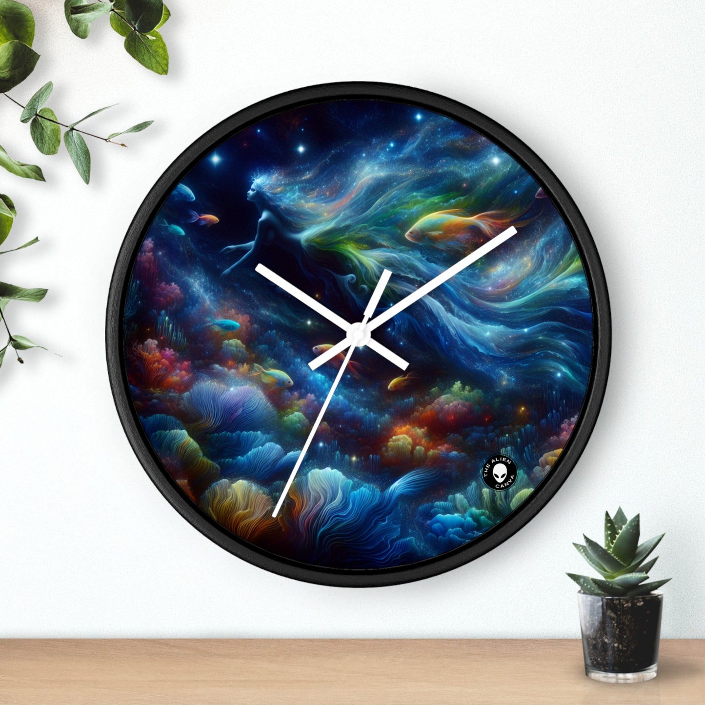 "Enchantment Under the Stars: A Mystical Underwater Journey" - The Alien Wall Clock