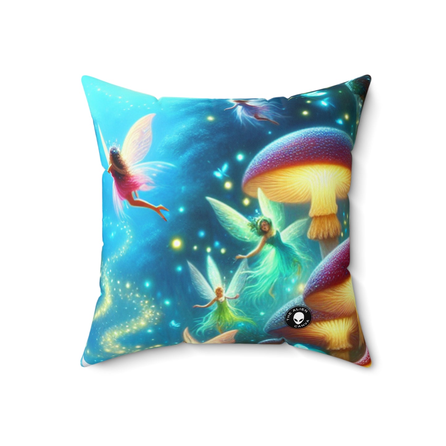 "Fairy Dance in the Glowing Forest"- The Alien Spun Polyester Square Pillow