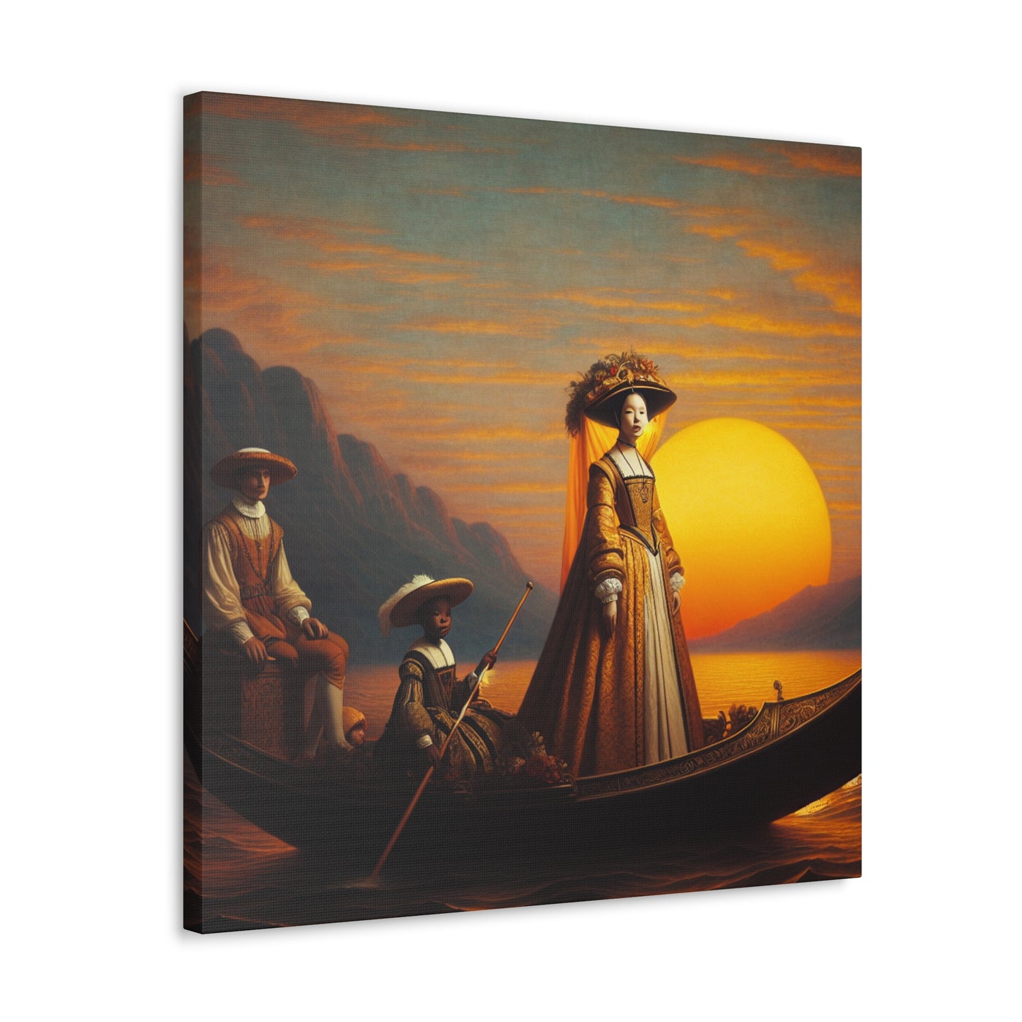 "Golden Twilight in the Italian Gondola" - The Alien Canva Renaissance Art Style