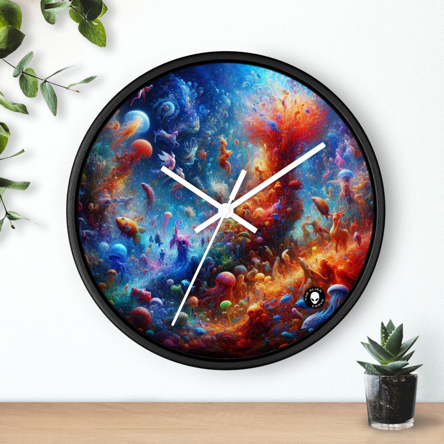 "Glowing Coral Dance Party" - The Alien Wall Clock