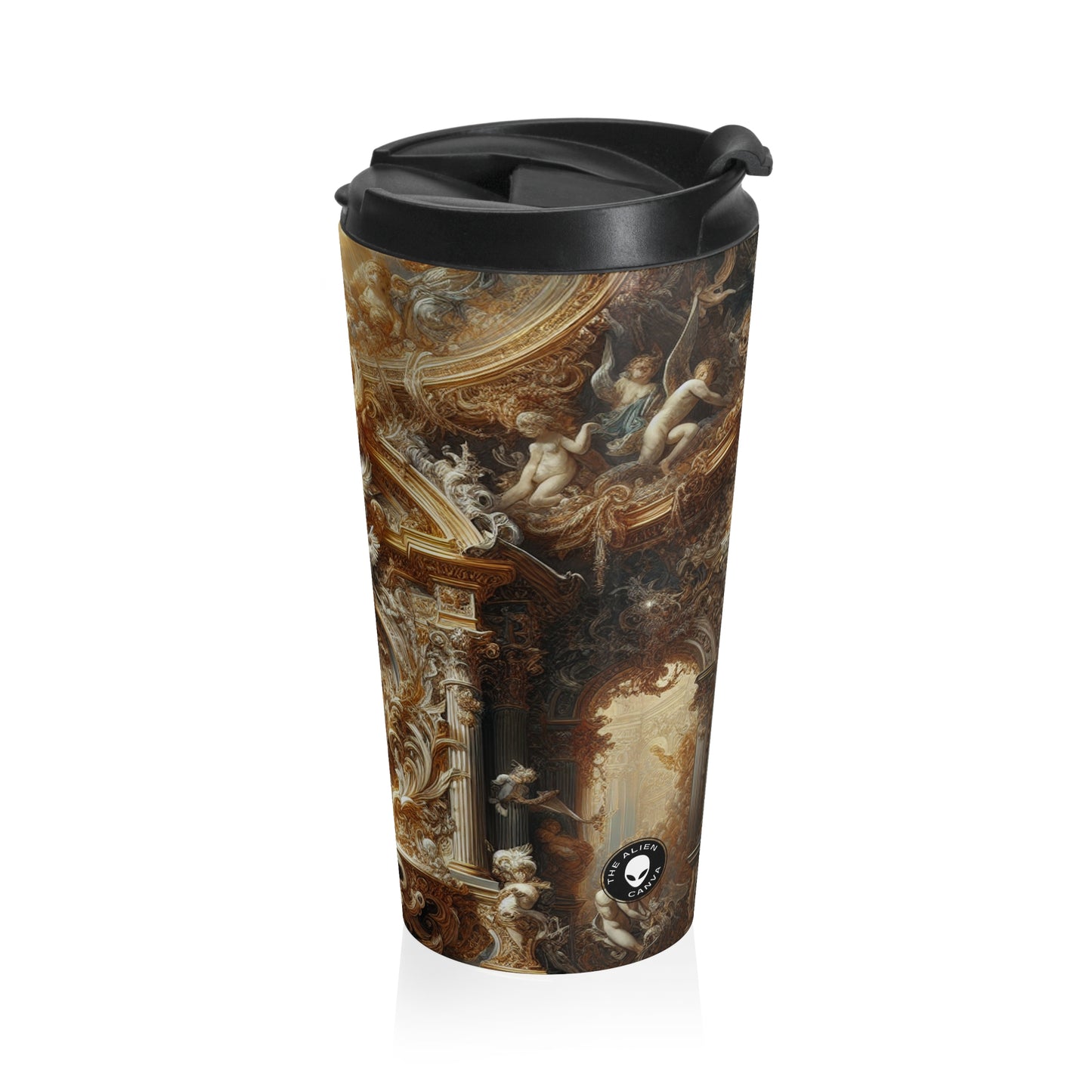 "Banquet baroque : un festin d'opulence" - The Alien Mug de voyage en acier inoxydable baroque